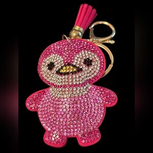 Sparkling Rhinestone Penguin Bag Charm / Keychain with Tassel